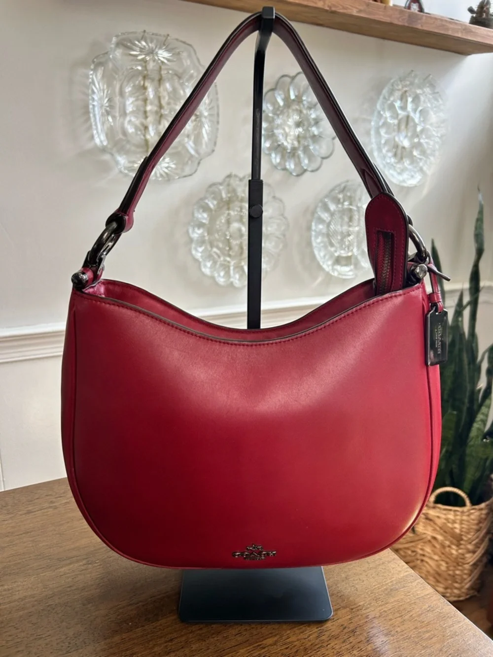 COACH Glove-tanned Leather Mae Nomad Crossbody/Hobo
'Cherry' Red - Picture 3 of 17